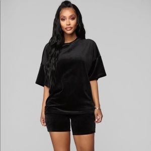 Fashion Nova such a Softie Velour set (Black)